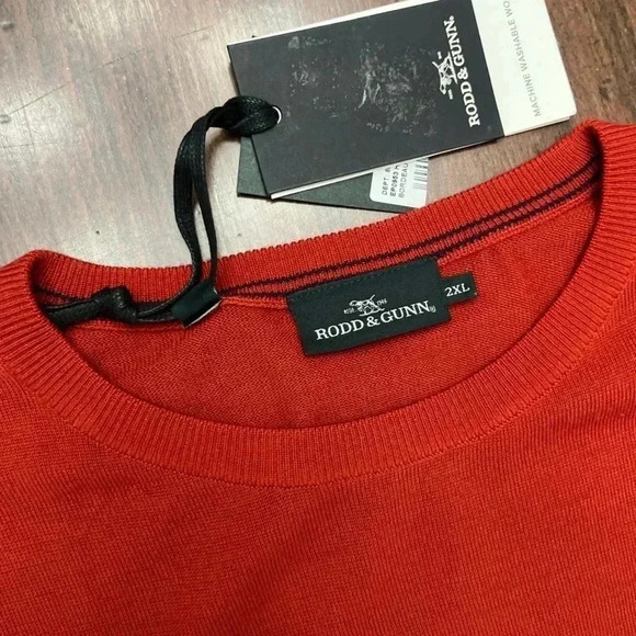RODD & GUNN Hillend 100% Merino Wool Crew Neck Sweater color Bordeaux Rust XXL - Picture 5 of 12